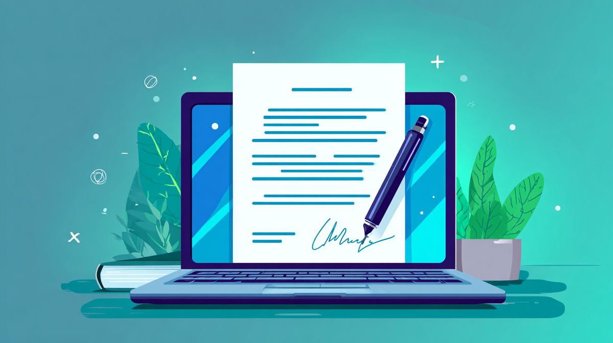 Digitale ondertekening van een coachcontract op laptop