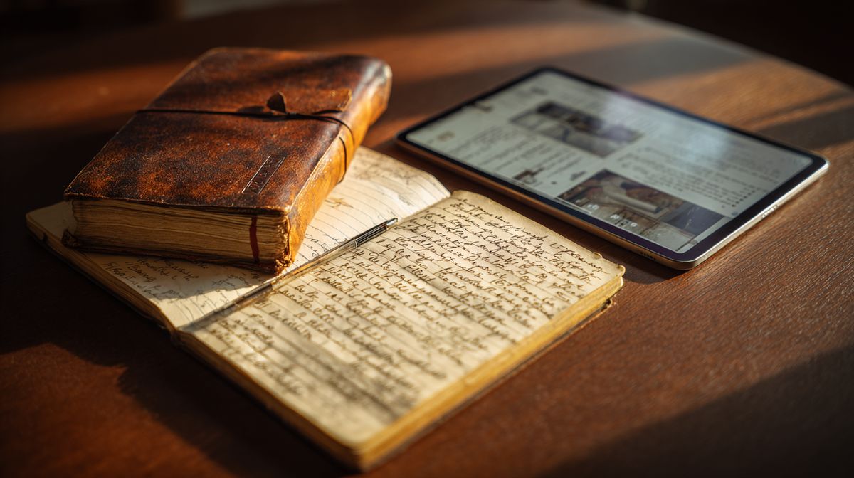 Pen-en-papier notities naast digitale coaching notities op tablet