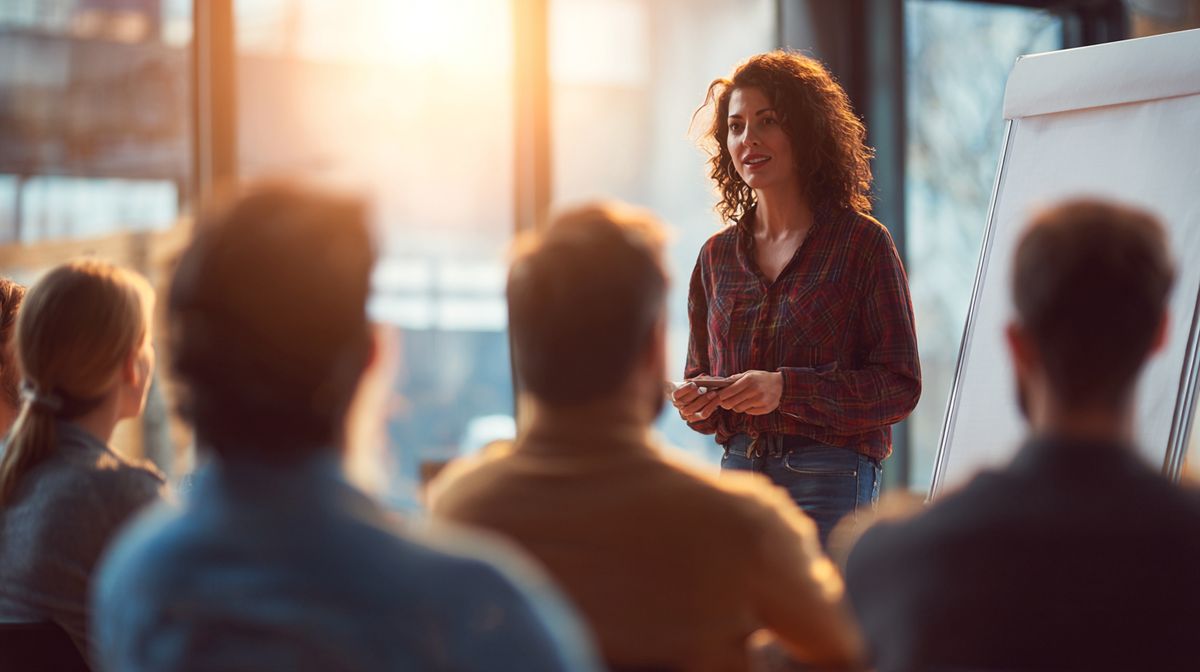 Coach die een workshop geeft als klantwerving strategie