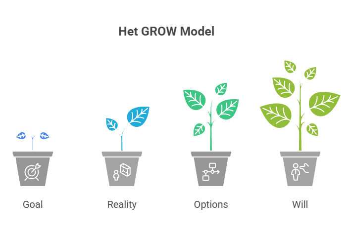 Het GROW Model: Goal, Reality, Options, Will - 4 stappen van coaching