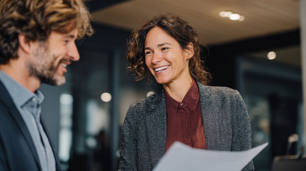 Coach toont NOBCO kwaliteitskeurmerk aan potentiële cliënt