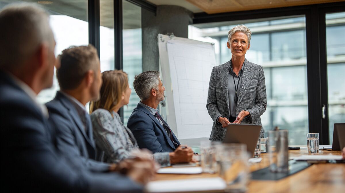 HR Director presenteert outplacement programma aan departing employees, respectful dignified employer gesture